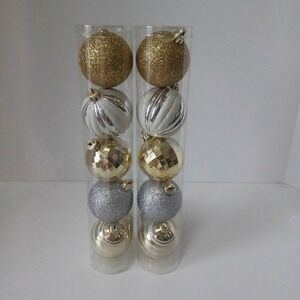 NEW Set of 10 Mini Ornaments 2 in Balls Gold Silver Christmas Ashland‎